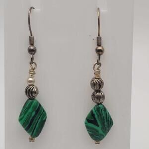 Malachite Drop Earrings Stainless Wires